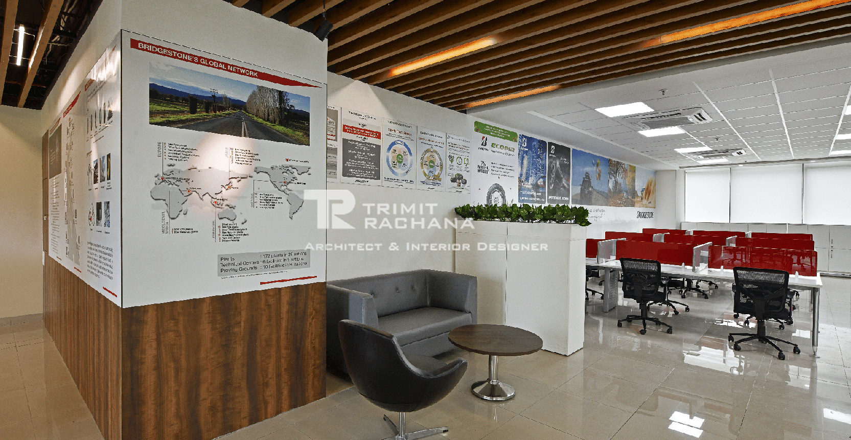 Bridgestone's corporate office workplace designed by Trimit Rachana